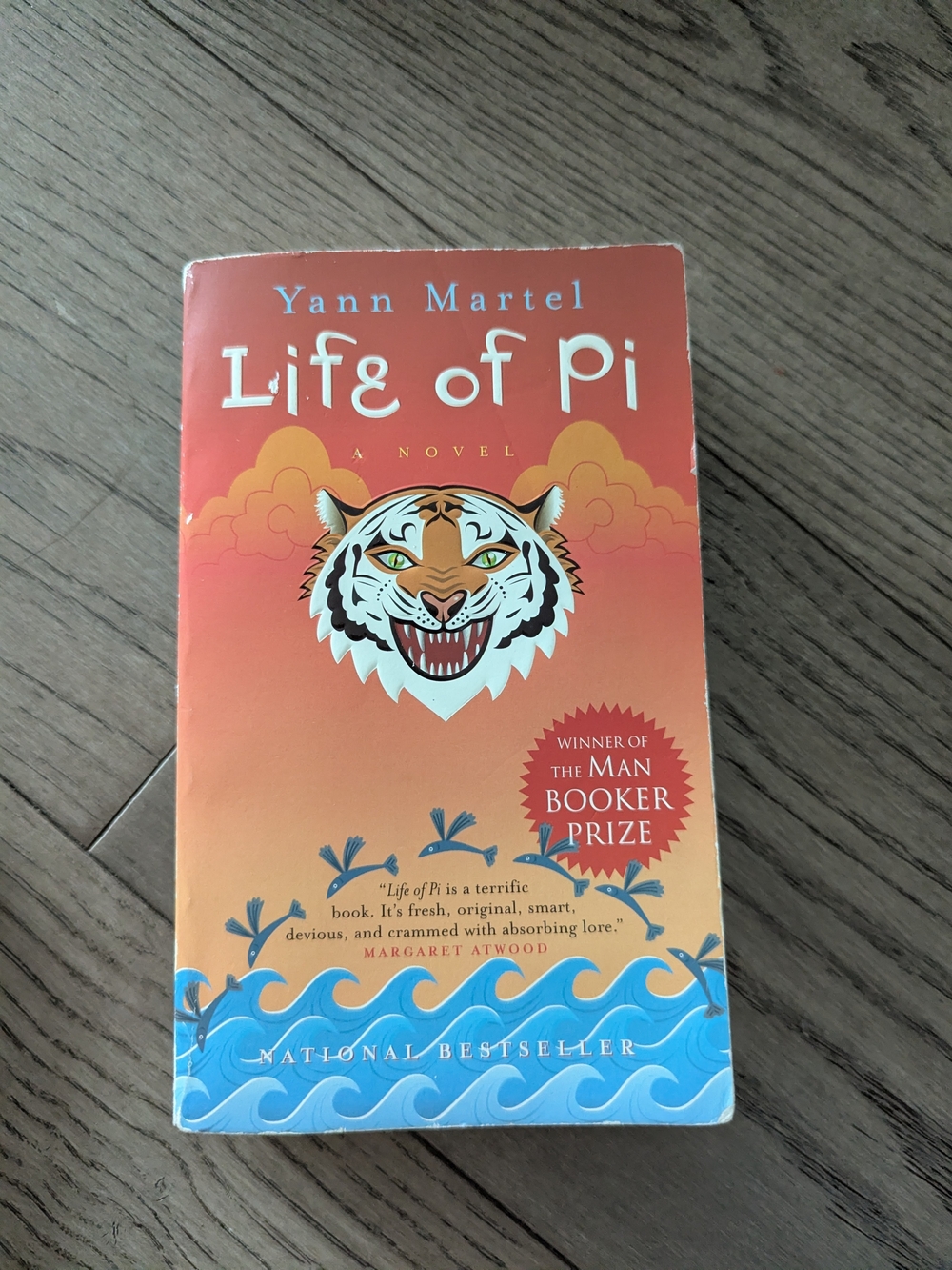 Life of Pi by Yann Martel - Orange and Blue Paperback Novel